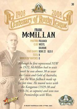 2008 NRL Centenary #30 Frank McMillan Back